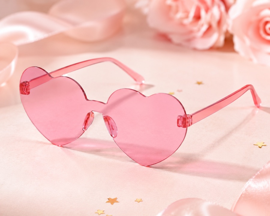 Pink heart-shaped sunglasses