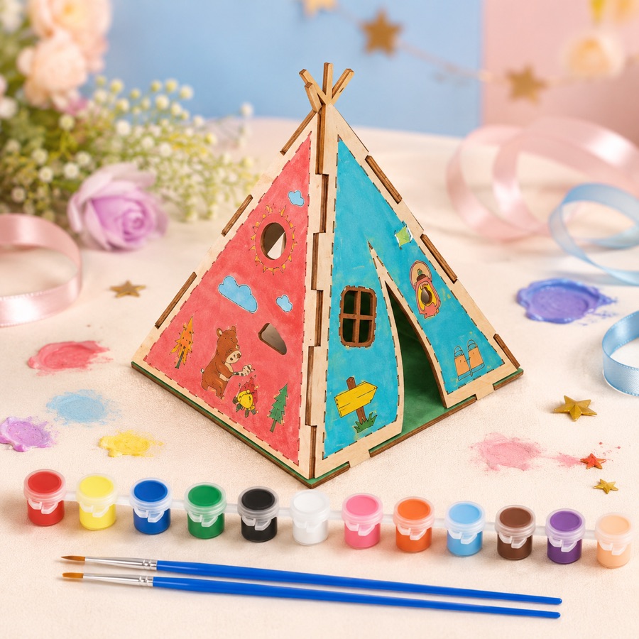 Painted wooden tent