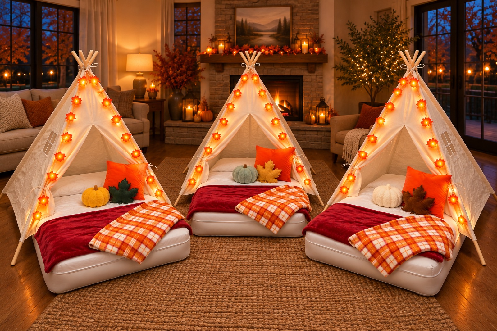 Pumpkin Patch sleepover setup
